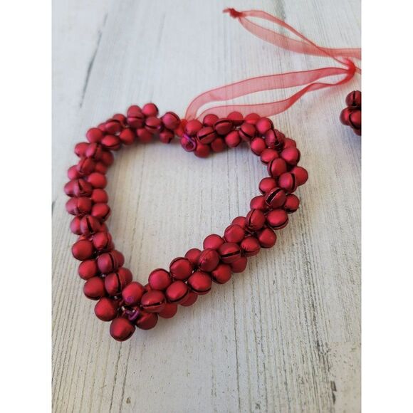 Mini bell wreath heart star red ornament set Xmas decor - Picture 6 of 7